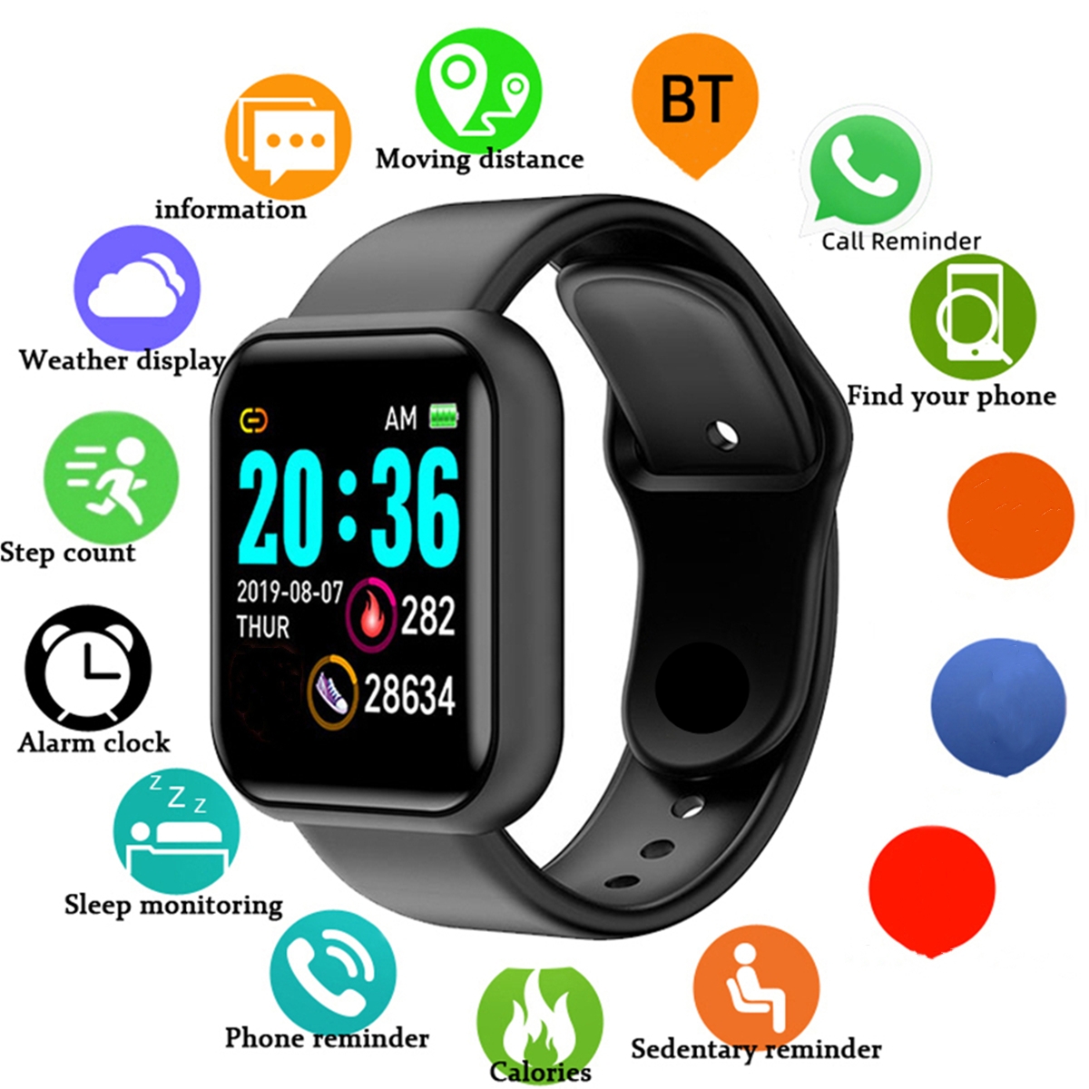 Health Wellness Bracelet - Men Smart Watches Color Screen Bluetooth