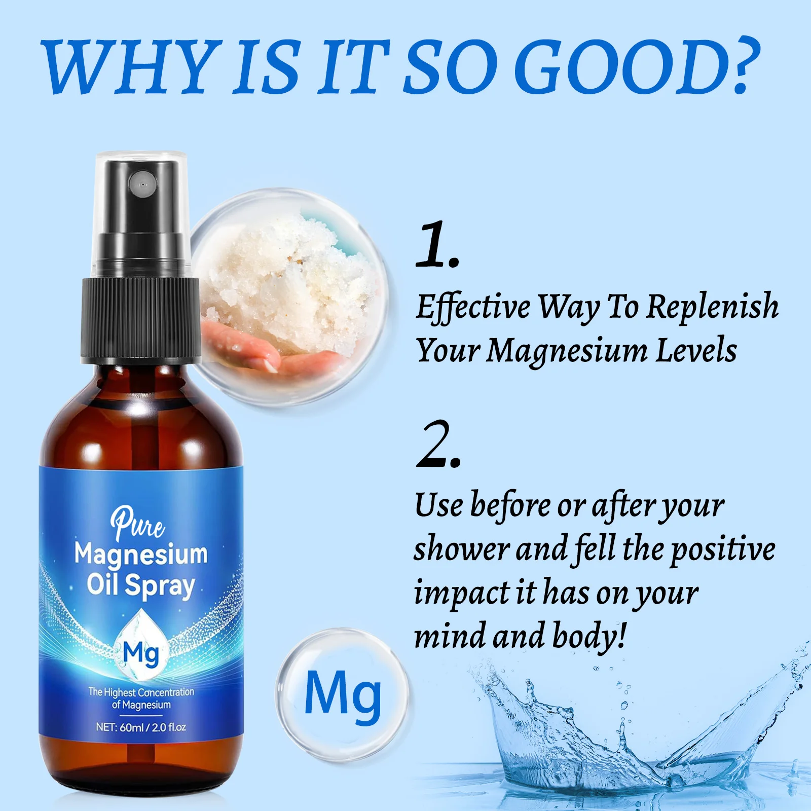 Magnesium Oil Spray 60ml Muscl - Bath Salts Magnesium recension och pris